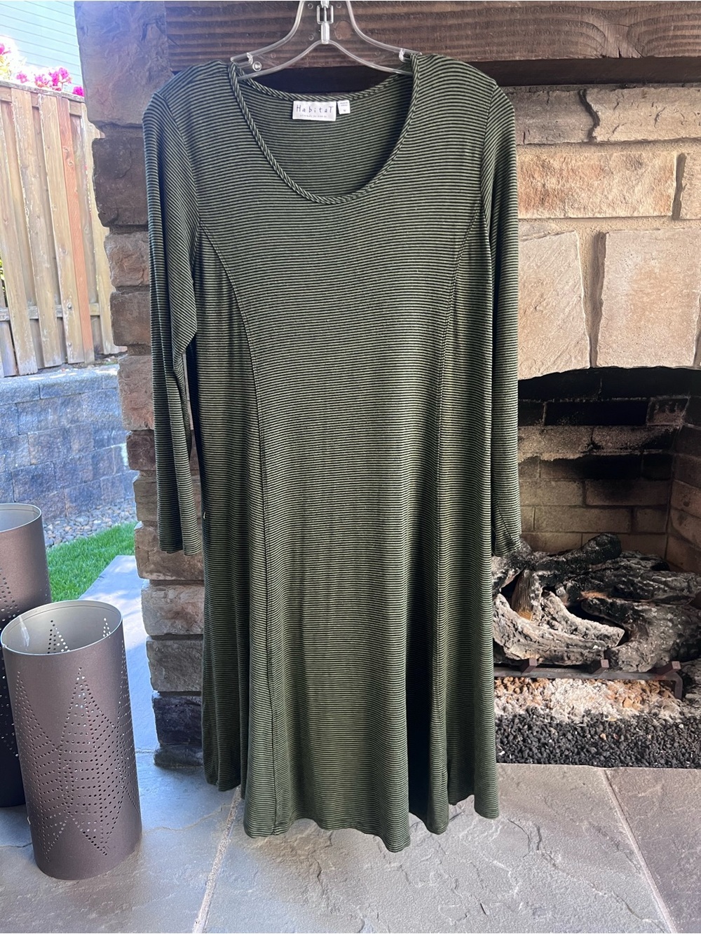 Habitat Olive Green Long Sleeve Swing Dress Medium